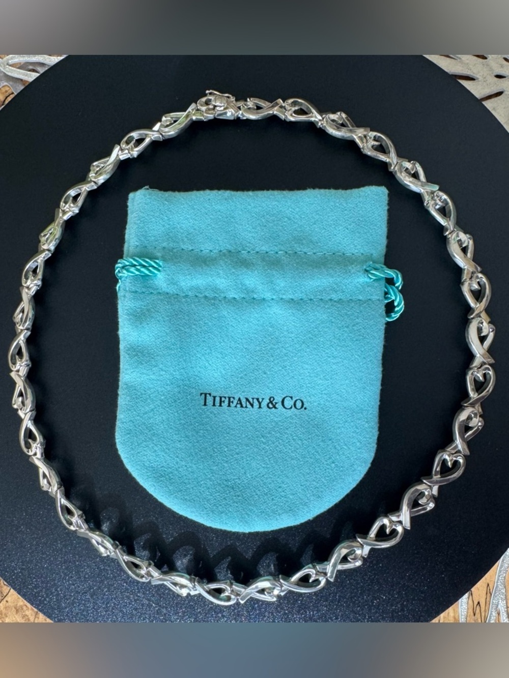 Tiffany & Co. Sterling Silver Paloma Picasso Loving Hearts Link Necklace — 17.5”